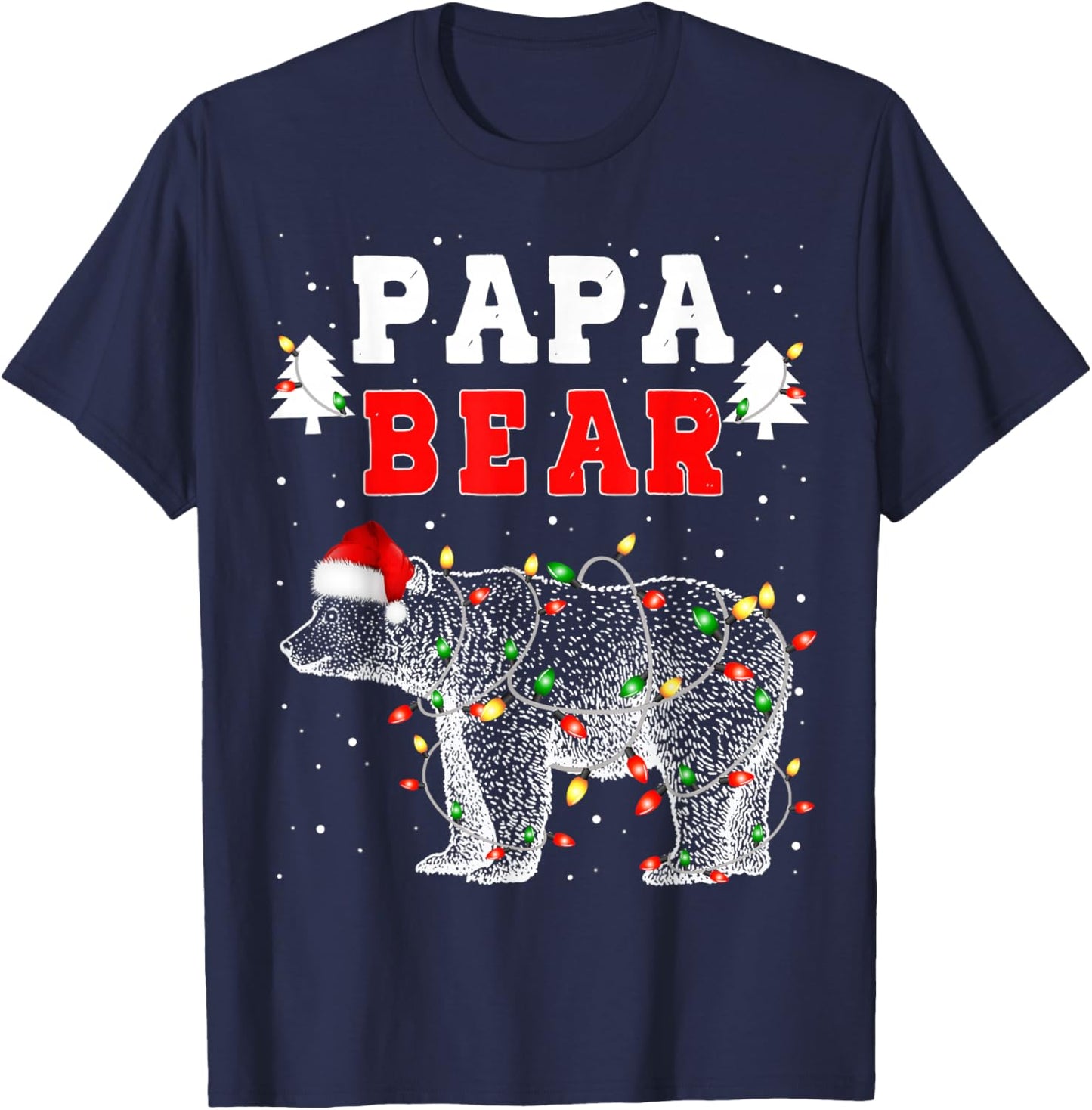 Papa Bear Christmas Santa Family Matching Pajamas Women Men T-Shirt - T-Shirt | Navy