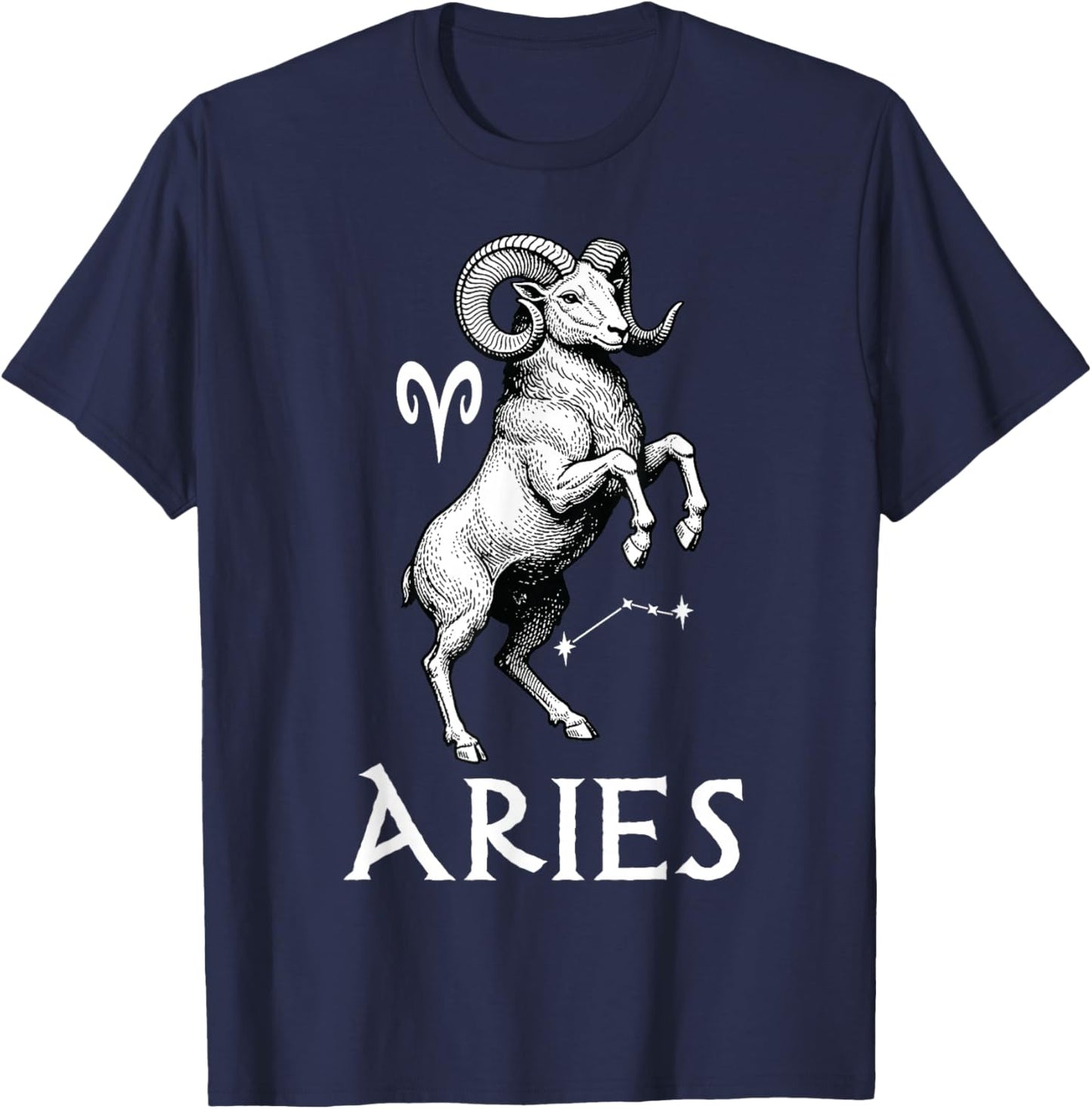 Aries Zodiac Sign Astrology Horoscope Birthday Vintage T-Shirt - T-Shirt | Navy