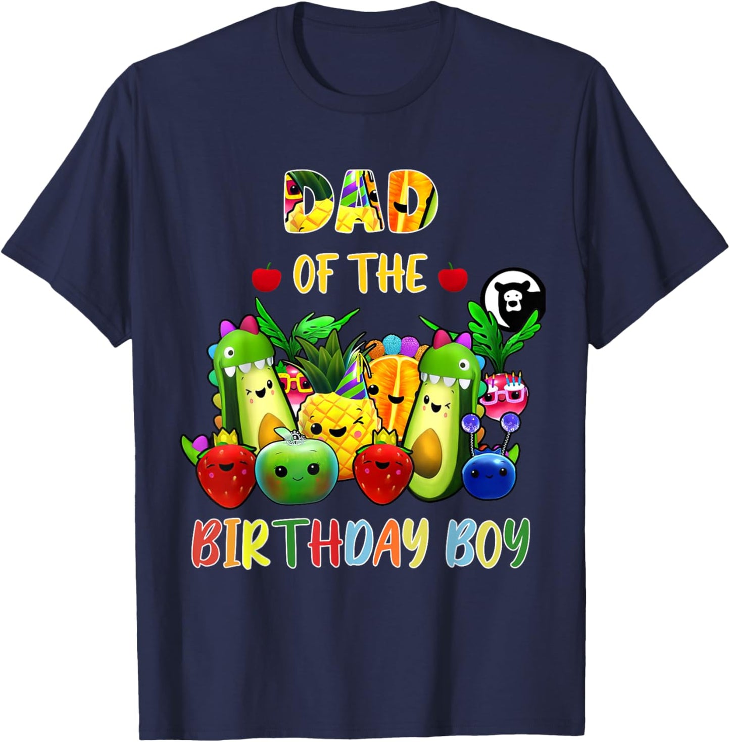 Dad Of The Birthday Boy Family Fruit Birthday Hey Bear T-Shirt - T-Shirt | Navy