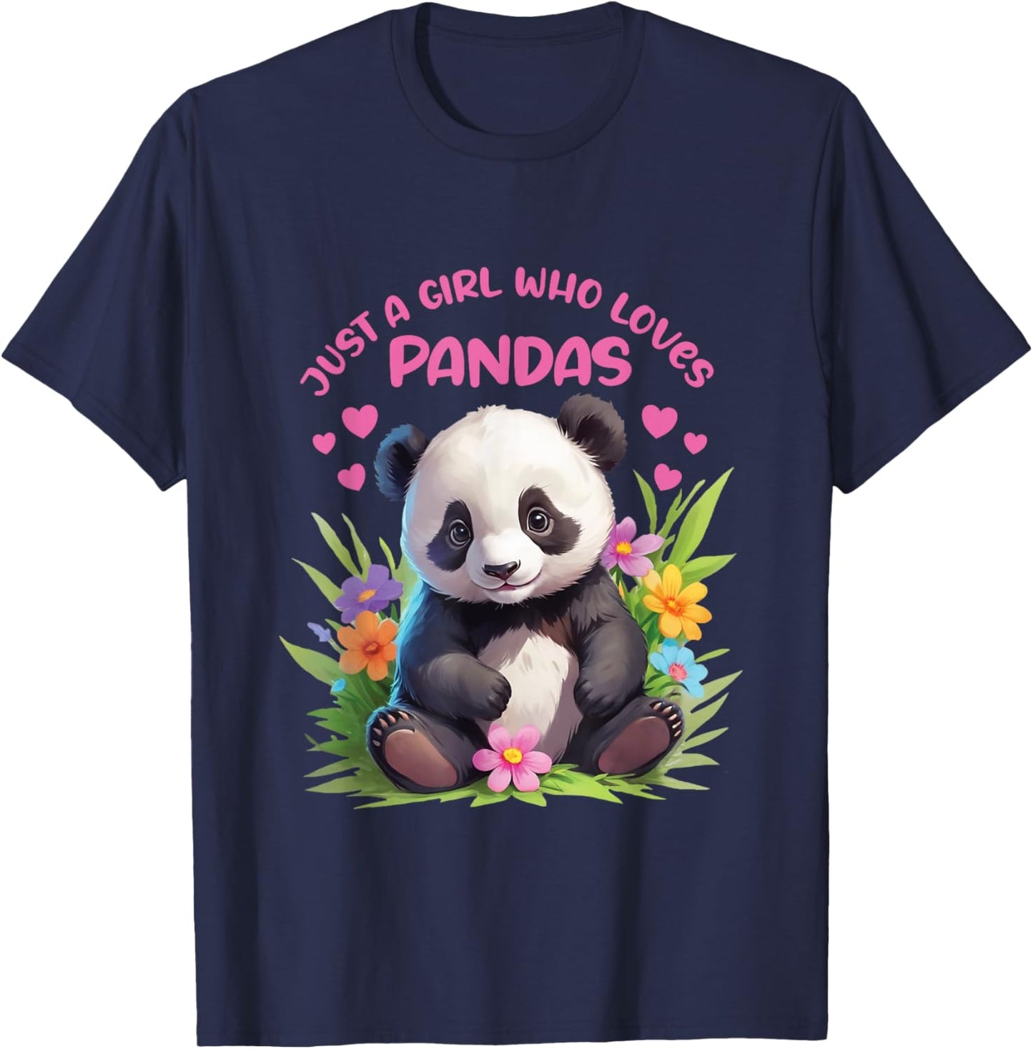 Just A Girl Who Loves Pandas Design T-Shirt - T-Shirt | Navy