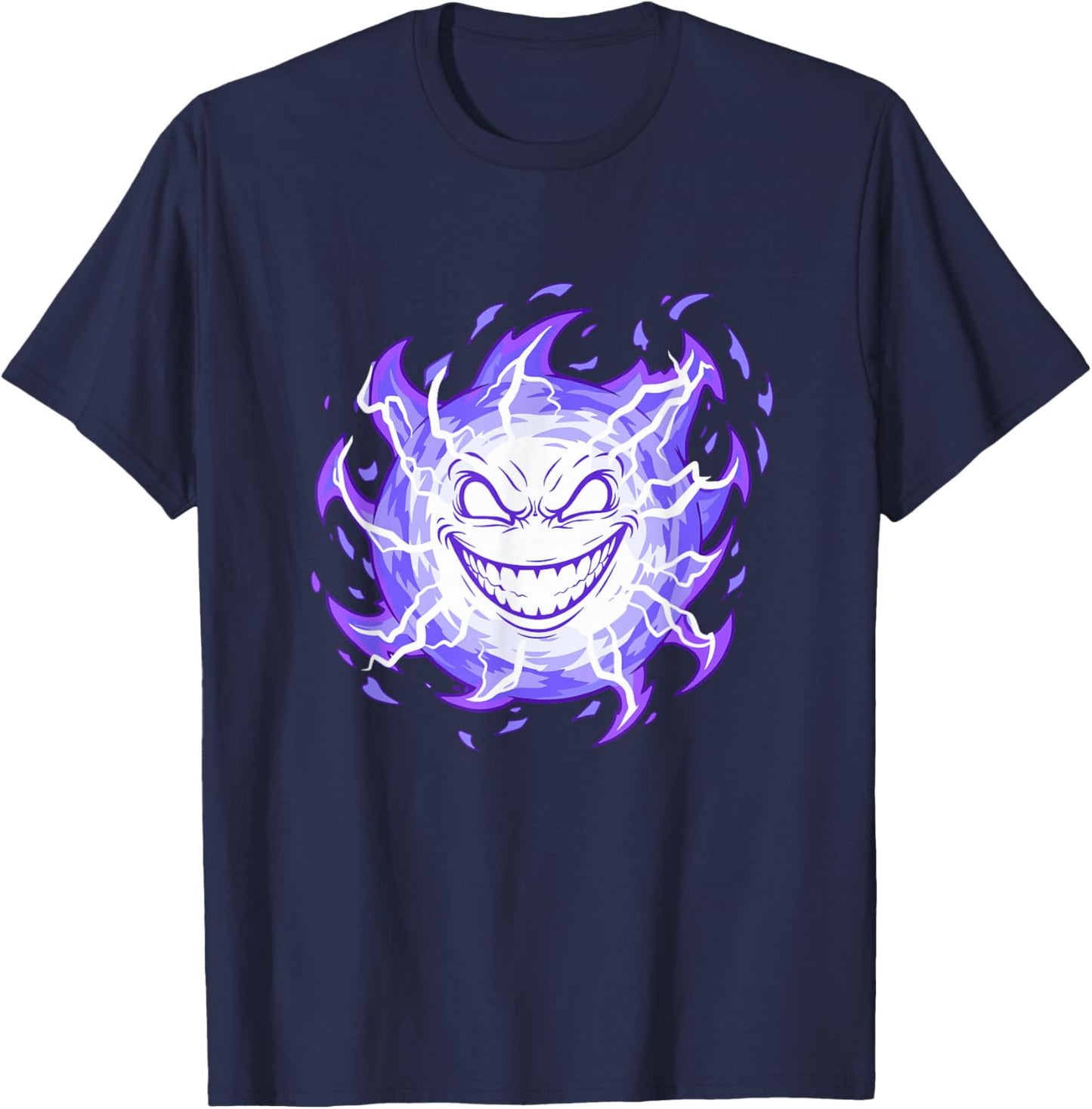 Electric Evil Smiling Spirit Halloween Horror T-Shirt - T-Shirt | Navy