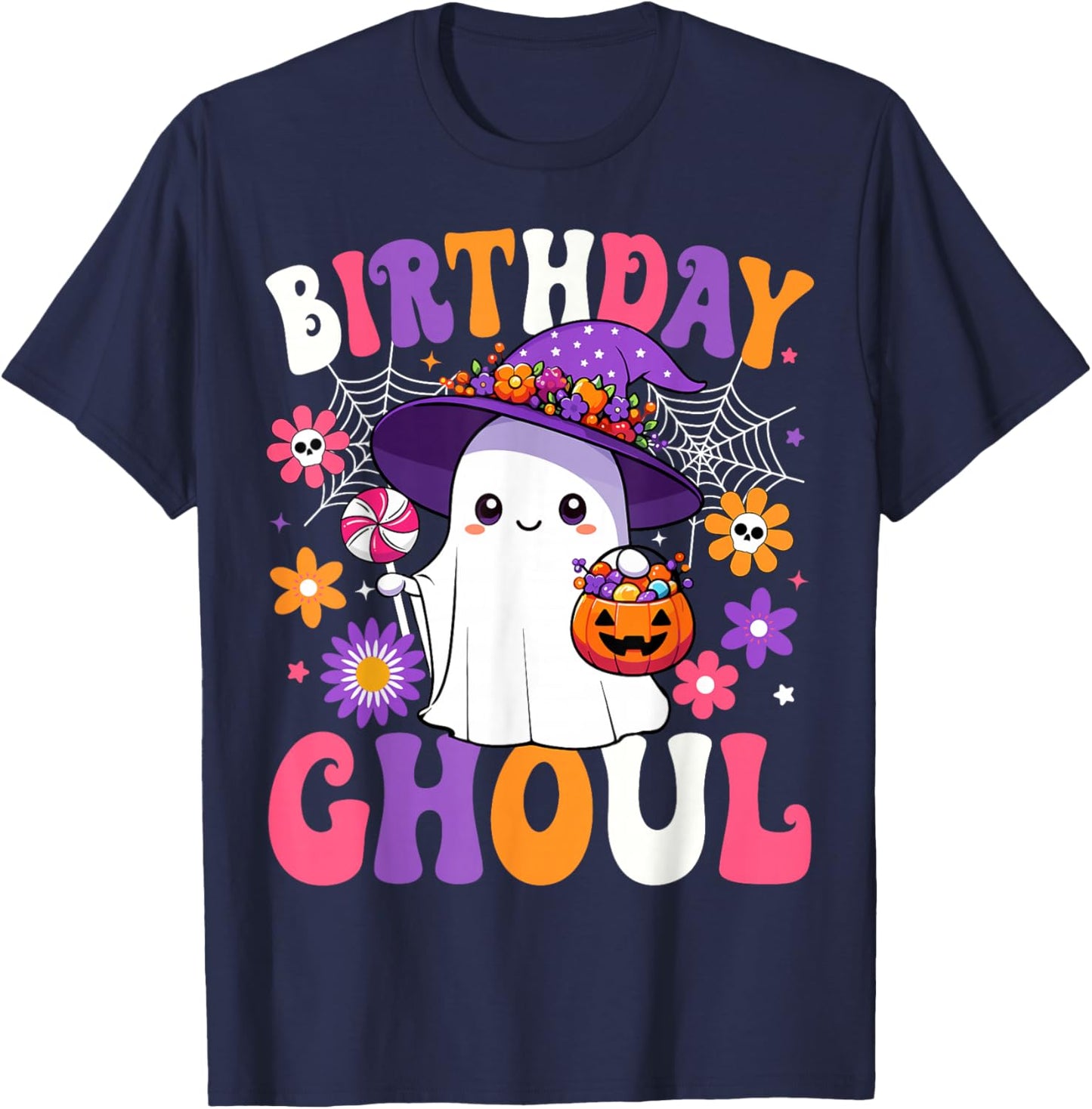 Birthday Ghoul Anniversary Funny Halloween Birthday Ghost T-Shirt - T-Shirt | Navy