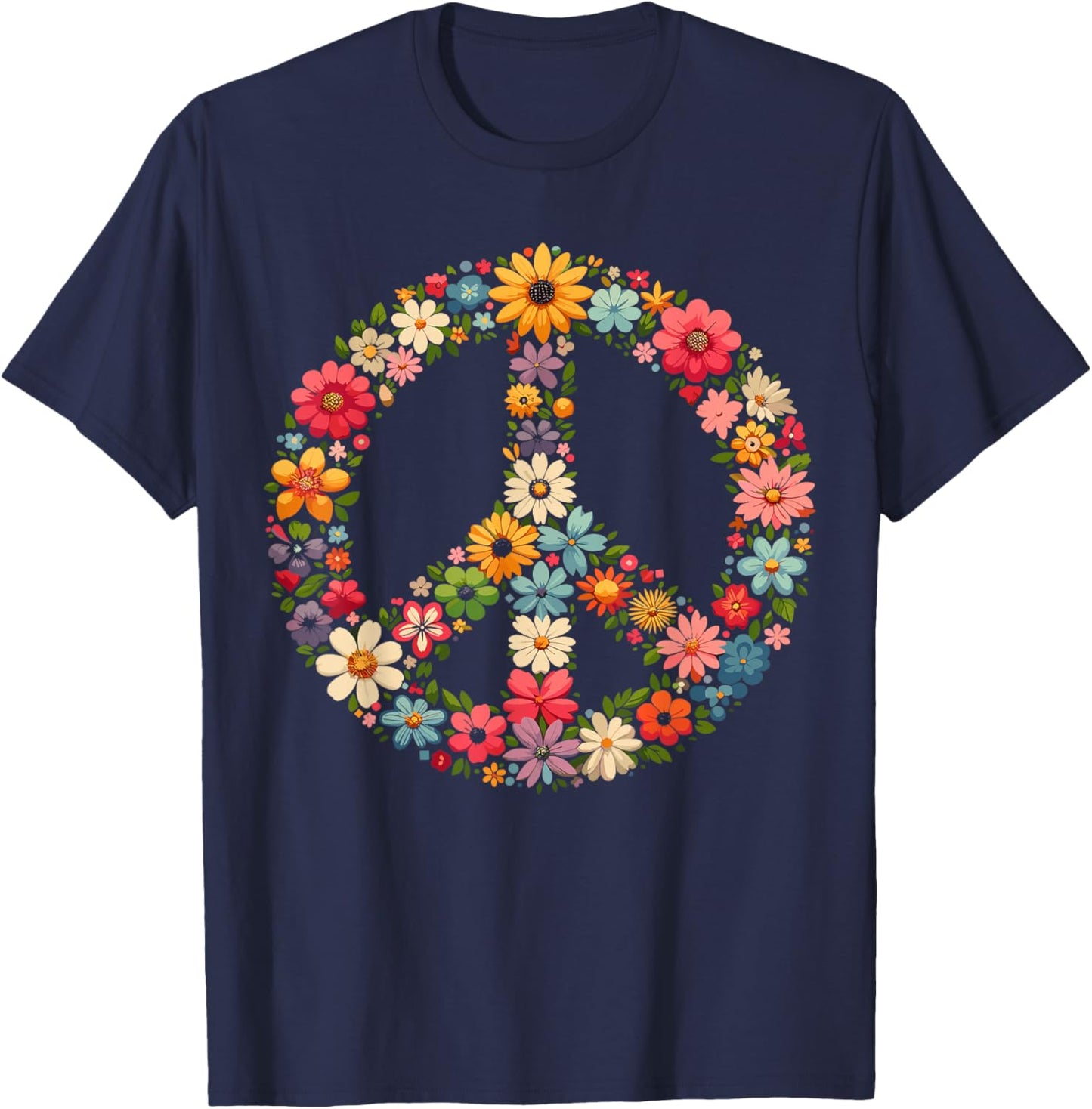 Peace Flower Lover Hippie T-Shirt - T-Shirt | Navy