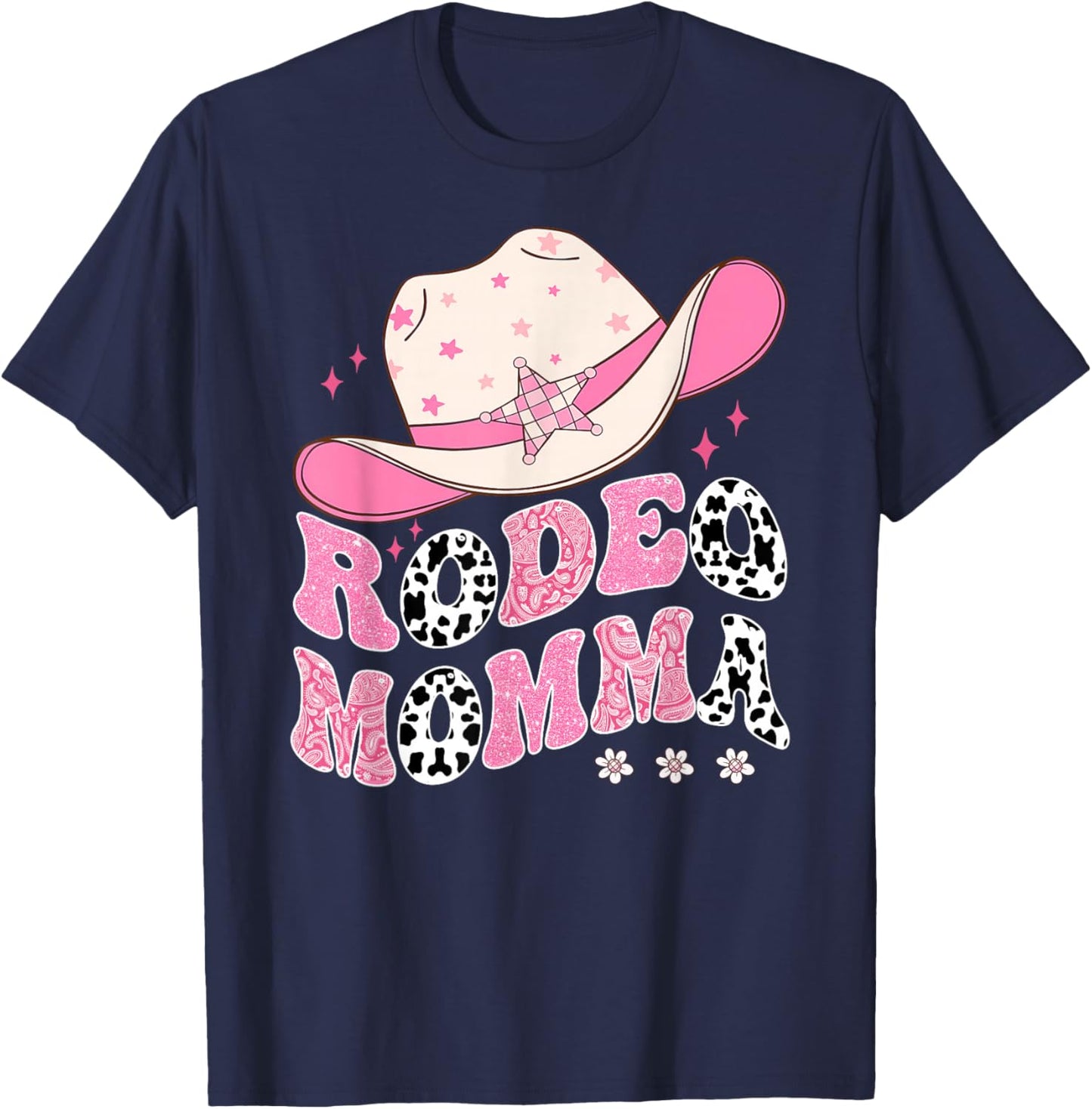 Rodeo Momma Pink CowGirl 1St Birthday Family Matching T-Shirt - T-Shirt | Navy