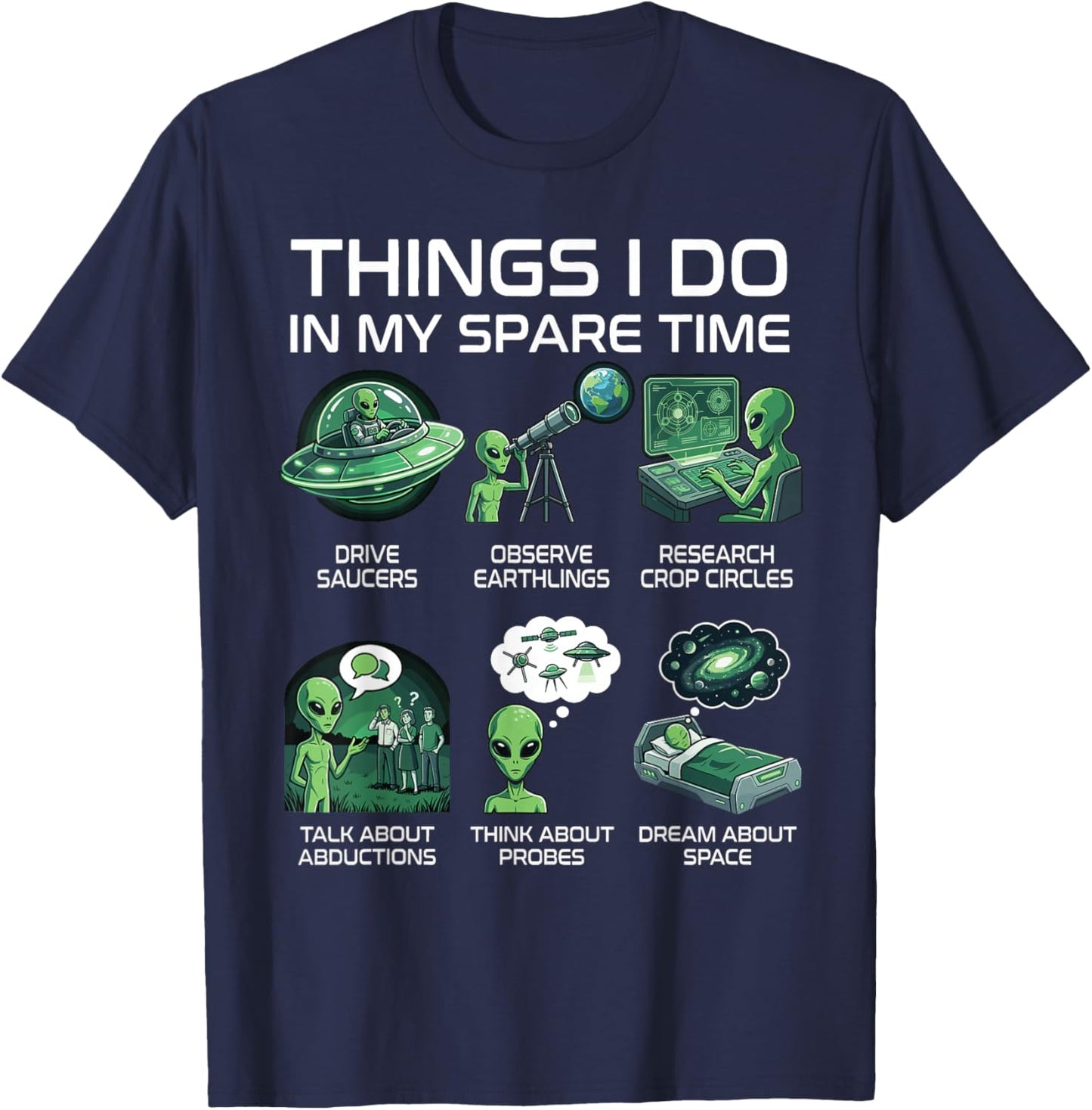 Funny Alien UFO T-Shirt - T-Shirt | Navy