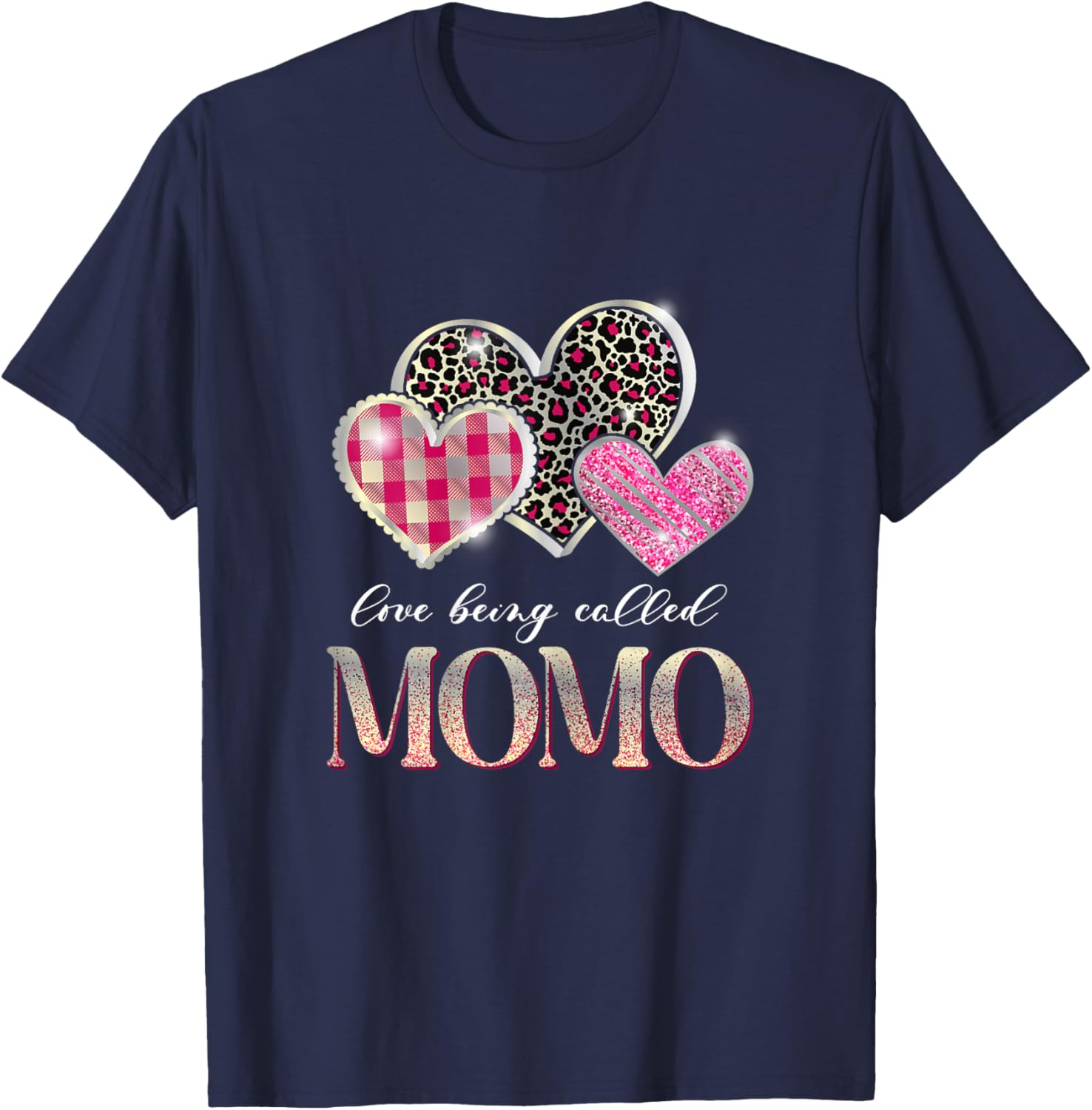 I Love Being Called Momo Mother's Day Leopard Mom Grandma T-Shirt - T-Shirt | Navy