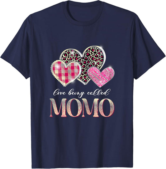 I Love Being Called Momo Mother's Day Leopard Mom Grandma T-Shirt - T-Shirt | Navy