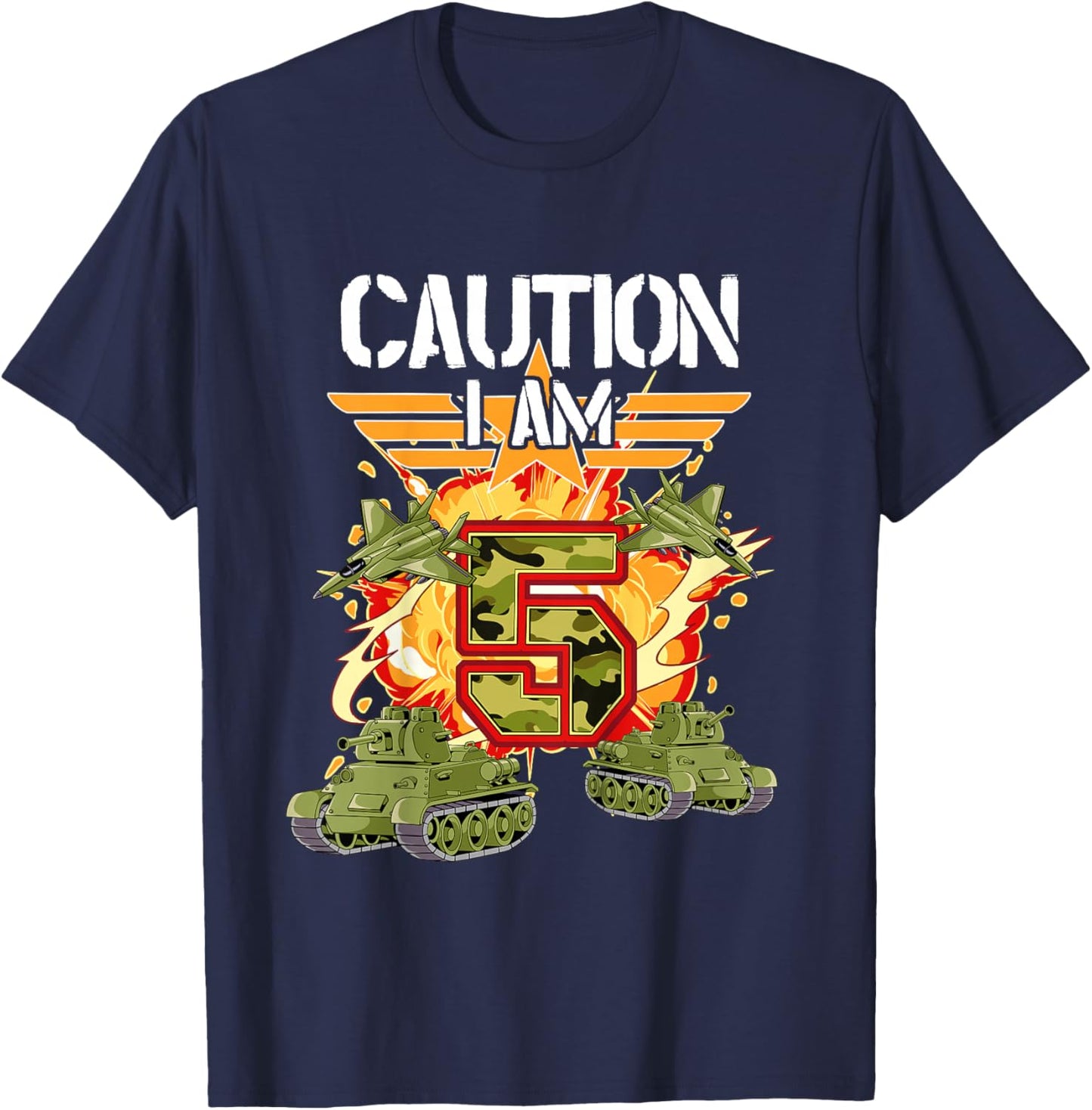 Kids 5th Birthday Army T-Shirt - T-Shirt | Navy