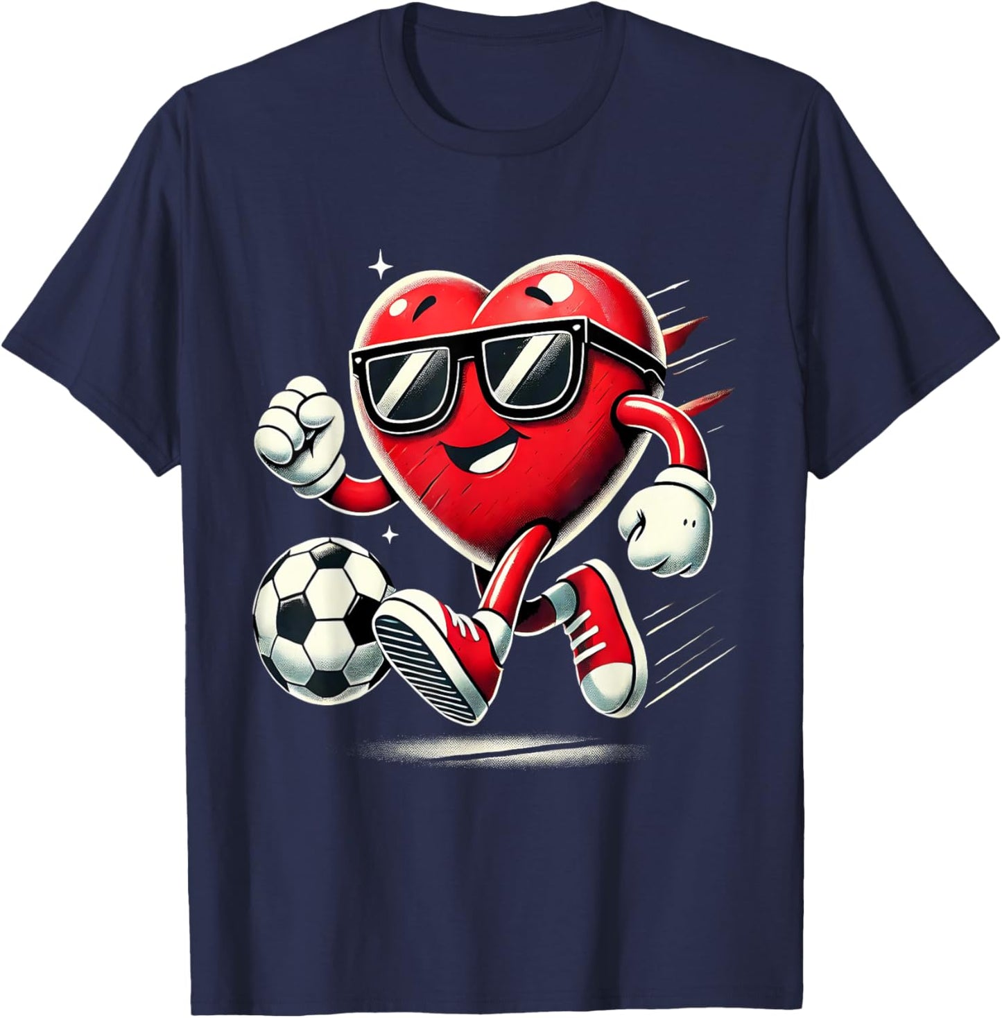 Funny Heart Playing Soccer Valentines Day Boys Kids T-Shirt - T-Shirt | Navy