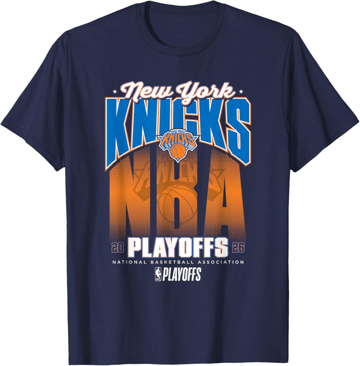 NBA Official 2026 Playoffs New York Knicks Fade T-Shirt - T-Shirt | Navy