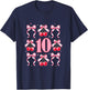 Birthday Girl 10Th Birthday Cherry Coquette Bow 10 Years Old T-Shirt - T-Shirt | Navy