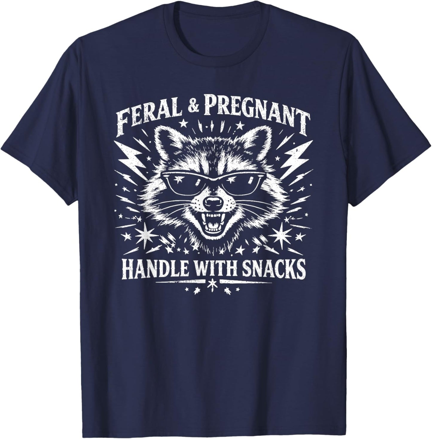 Feral and Pregnant Maternity Mom to Be T-Shirt - T-Shirt | Navy