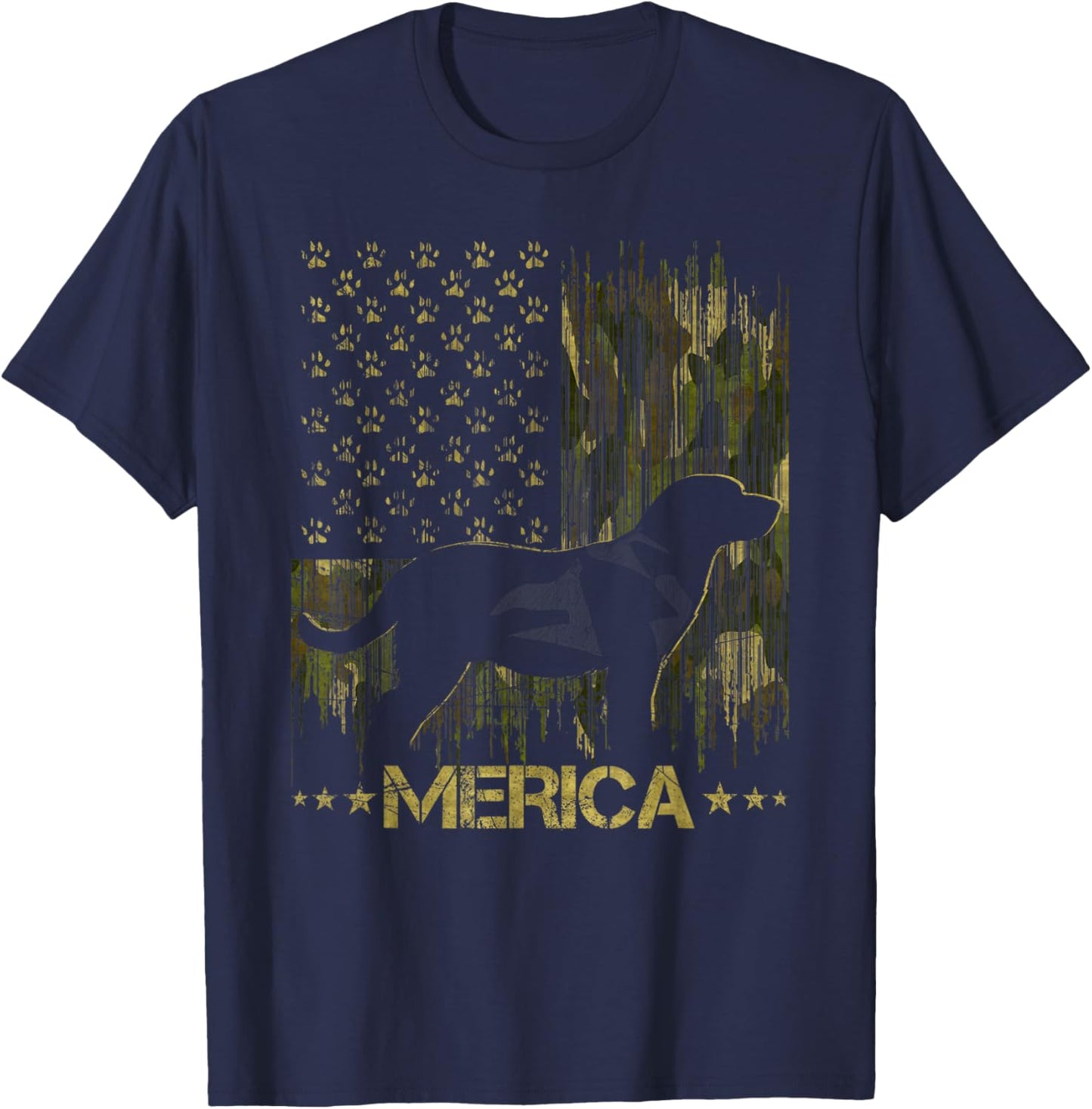 Vintage Camouflage USA Flag Merica Labrador Dog Silhouette Women Kids T-Shirt - T-Shirt | Navy