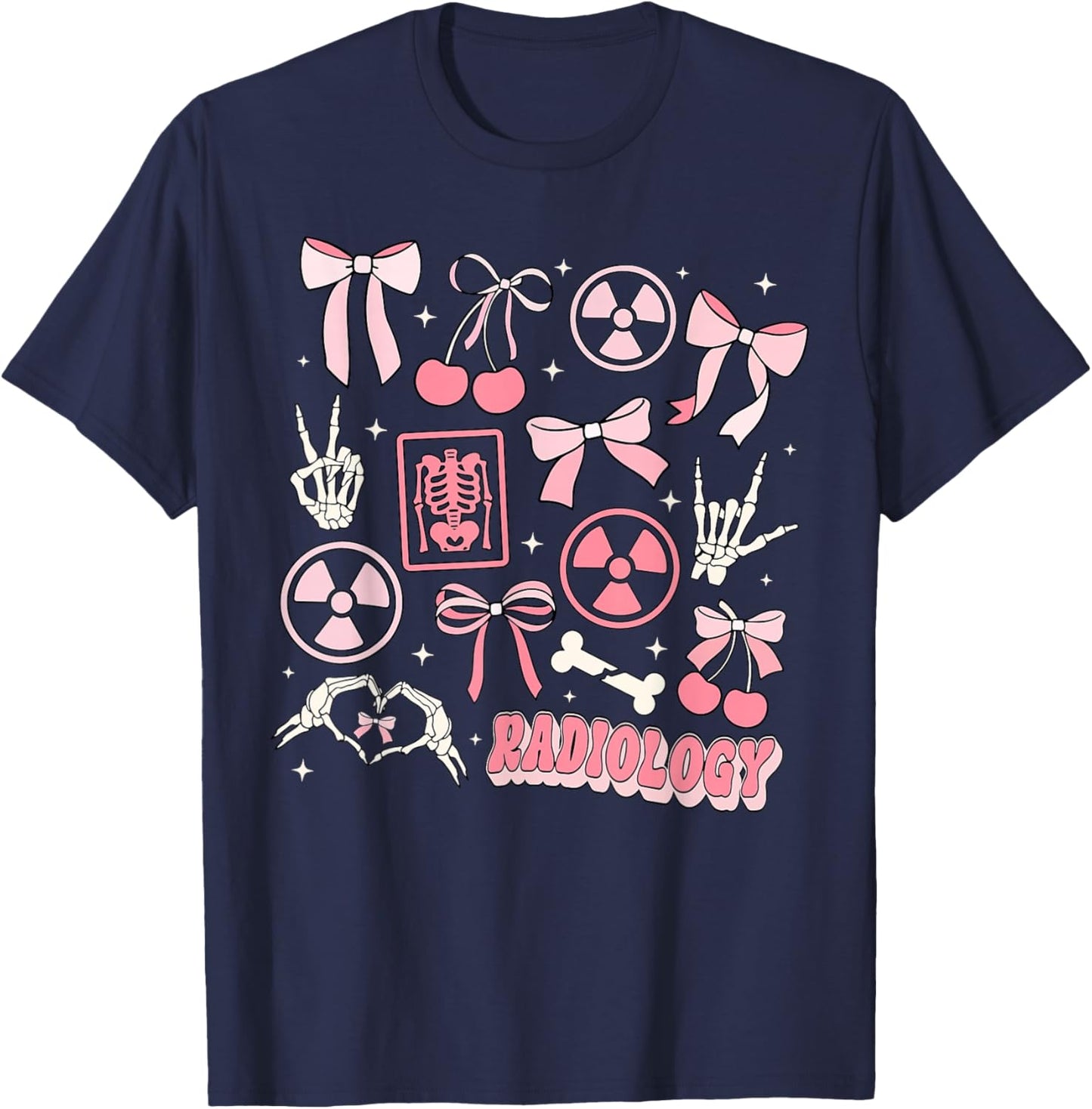 Retro Radiology Coquette Bow X-ray Radiologic Technologist T-Shirt - T-Shirt | Navy