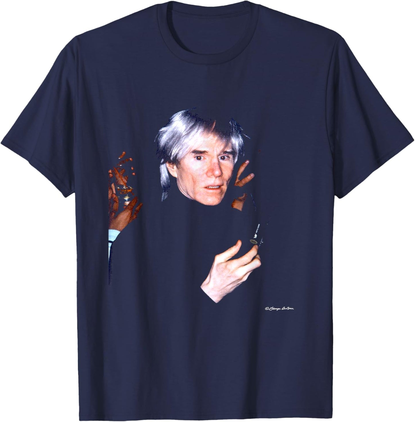 Andy Warhol Artist & Director At Studio 54 By George DuBose T-Shirt - T-Shirt | Navy