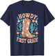 Howdy First Grade Western Cowboy Boot Cactus T-Shirt - T-Shirt | Navy