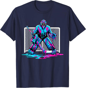 Hockey Goalie Ice Cream Drip Boys Ice Hockey Sport Player T-Shirt - T-Shirt | Navy
