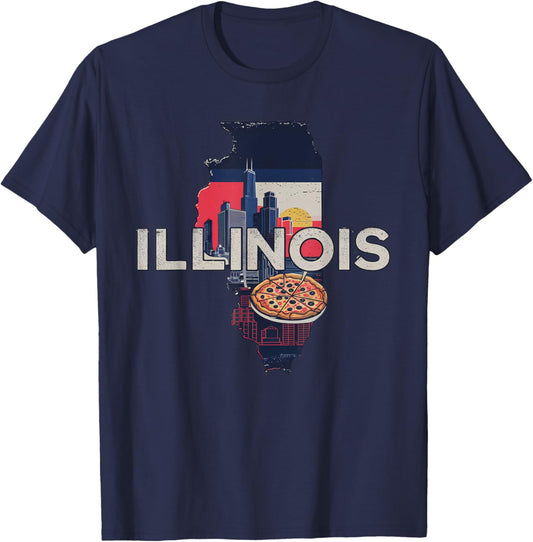 Illinois State of Illinois Retro Illinois T-Shirt - T-Shirt | Navy