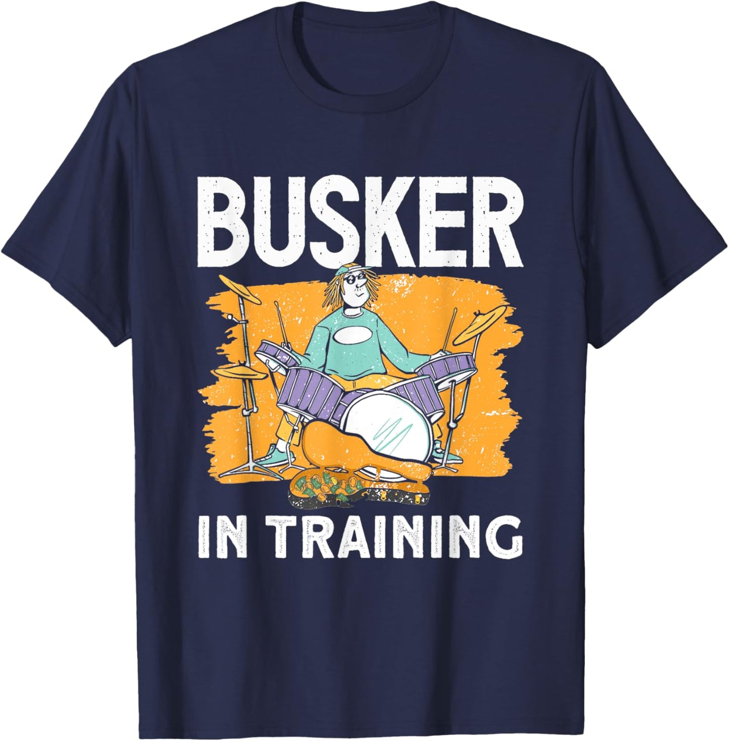 Busker training Banjo Busker Busking T-Shirt - T-Shirt | Navy