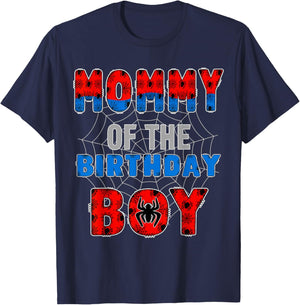 Mommy of the Birthday Boy Family Spider Web Birthday Party T-Shirt - T-Shirt | Navy