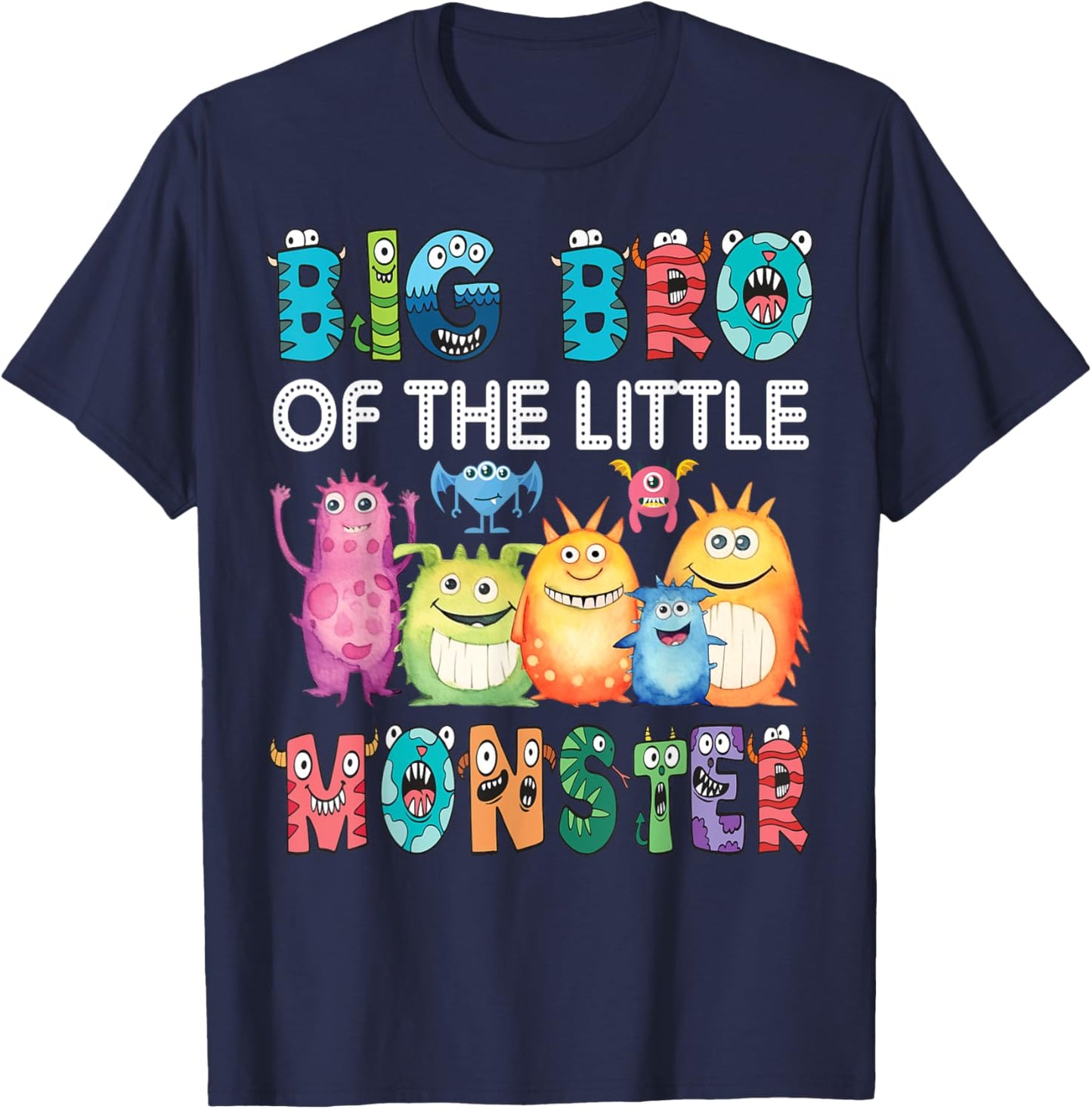 Big Bro Of The Little Monster Kids 1St Birthday Party T-Shirt - T-Shirt | Navy