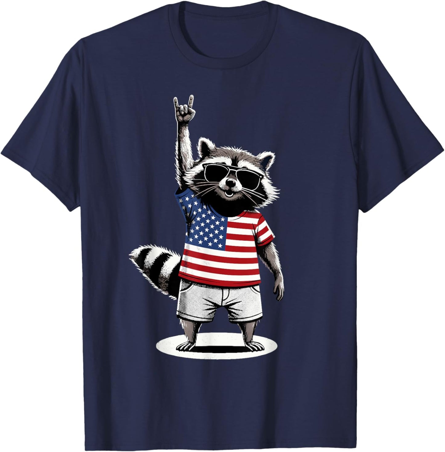 Drapeau américain Raton Laveur USA drôle Amérique T-Shirt - T-Shirt | Navy
