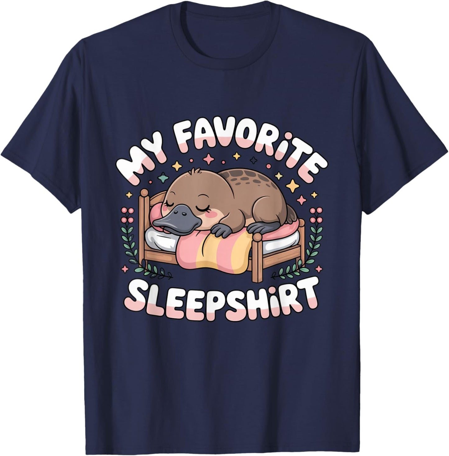 Cute Platypus Sleeping Pajama Australian Animal Sleepshirt T-Shirt - T-Shirt | Navy