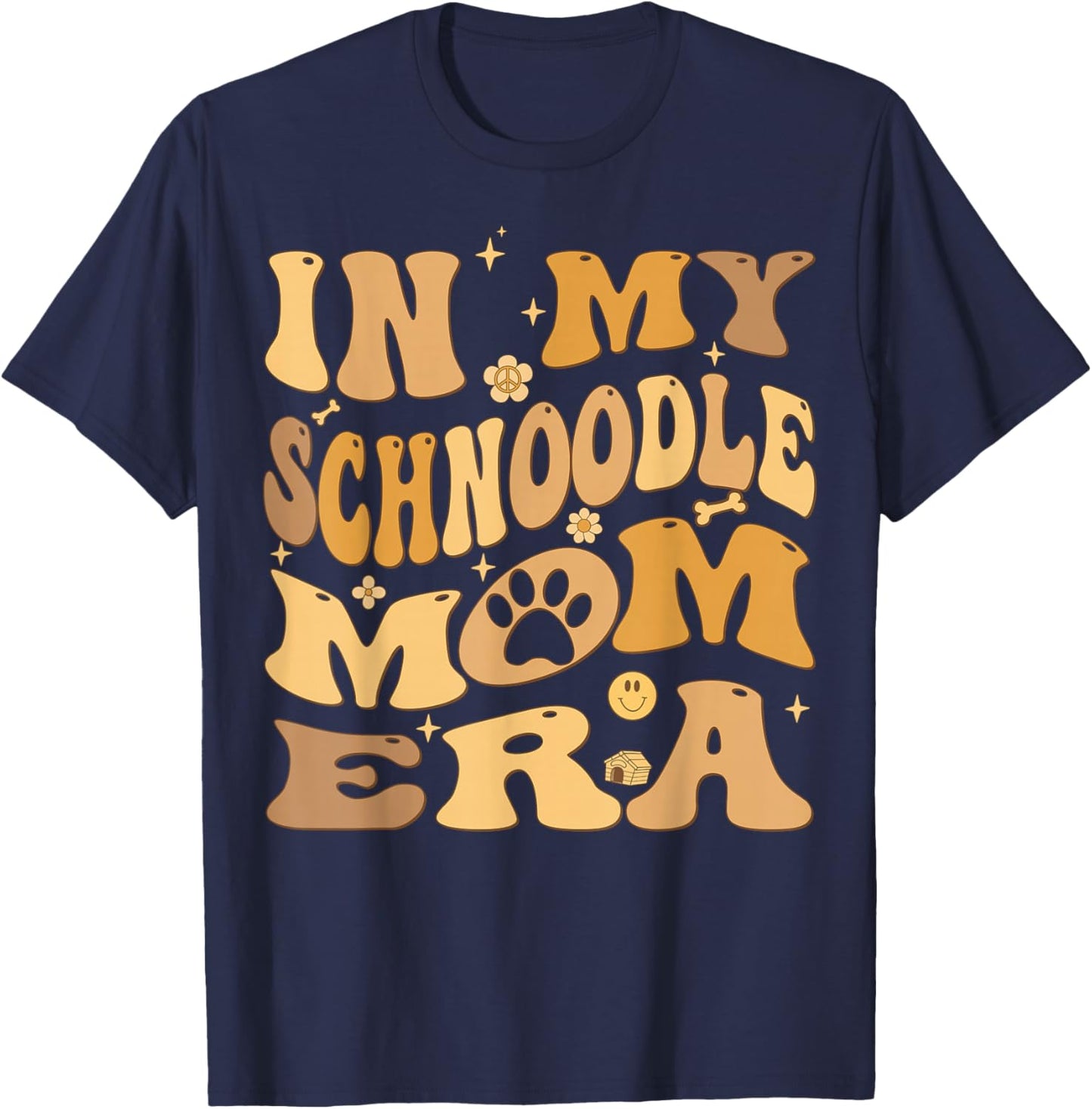 In My Schnoodle Mom Era Groovy Schnoodle Dog T-Shirt - T-Shirt | Navy