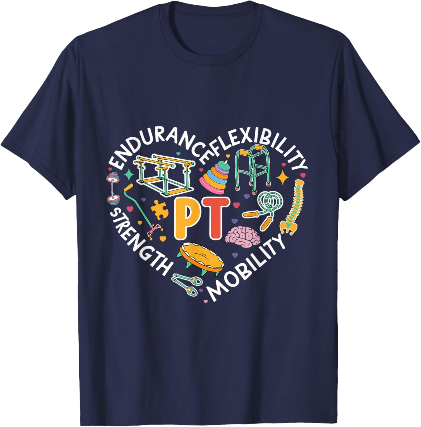 Physical Therapy Retro Groovy Physical Therapist , -Adults/Kids, Black, Small, Short Sleeve T-Shirt - T-Shirt | Navy