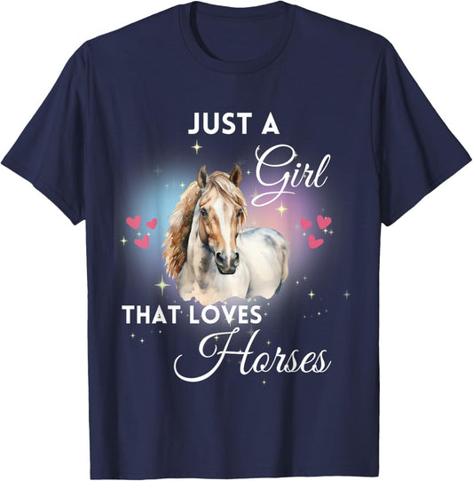 Just A Girl That Loves Horses T-Shirt - T-Shirt | Navy