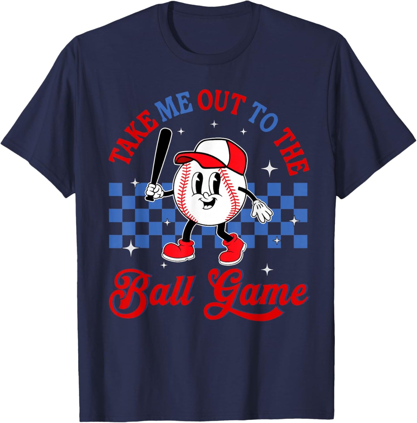 Vintage Take Me Out to The Baseball Ball Game Softball T-Shirt - T-Shirt | Navy