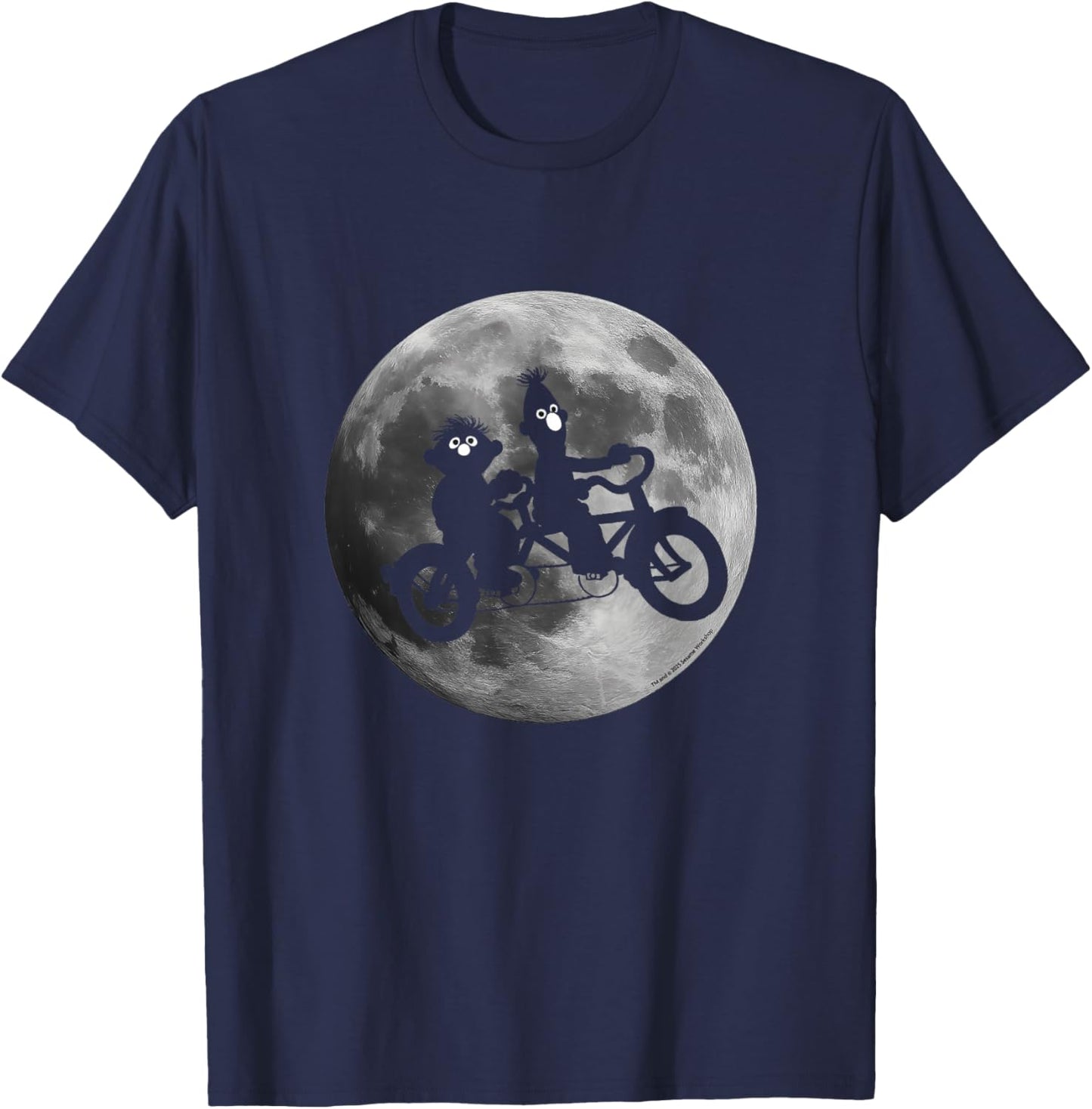 Sesame Street Ernie and Bert in Moonlight Shadow Bicycle T-Shirt - T-Shirt | Navy