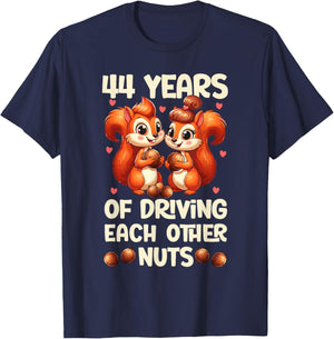 44th Wedding Anniversary 44 Years of Driving Each Other Nuts T-Shirt - T-Shirt | Navy