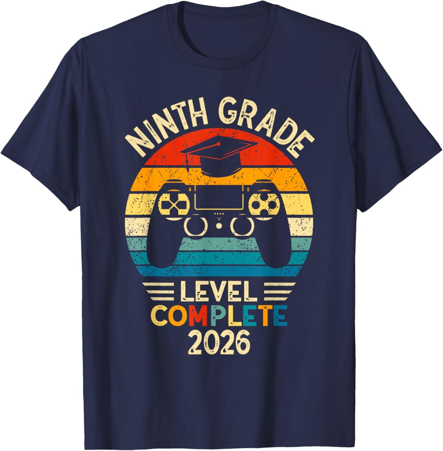 9th Grade Graduation 2026 Level Complete Gamer T-Shirt - T-Shirt | Navy
