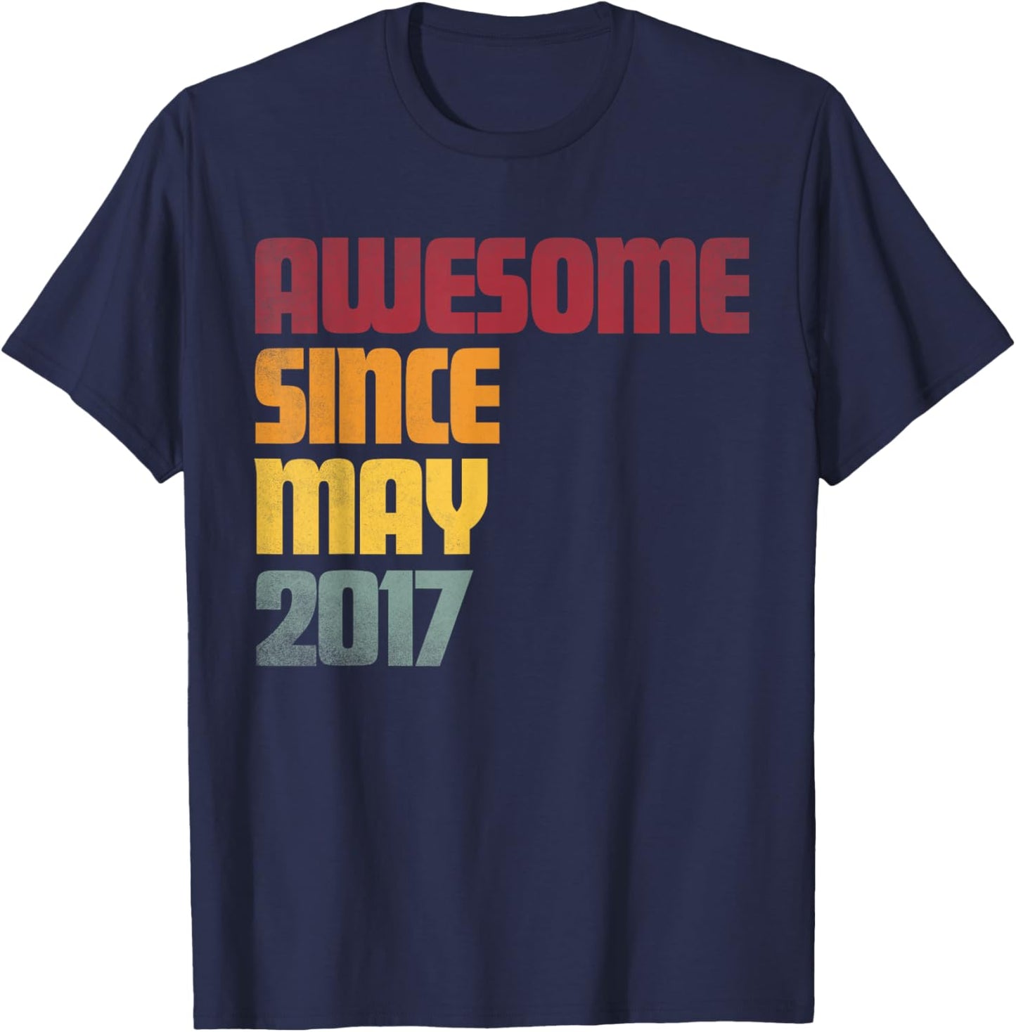 Awesome Since May 2017 9th Birthday - Vintage T-Shirt - T-Shirt | Navy