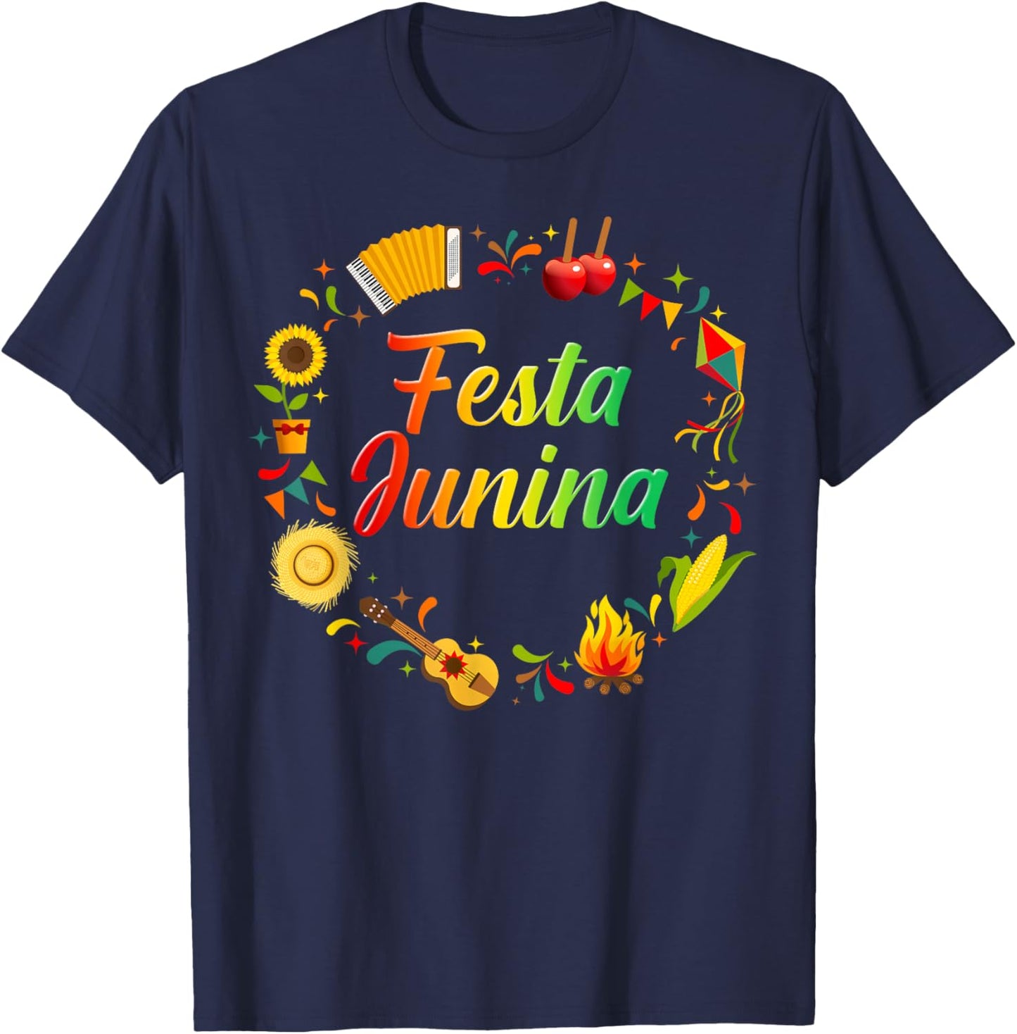 Festa Junina Brazil Brazilian June Festivals Party Men Women T-Shirt - T-Shirt | Navy