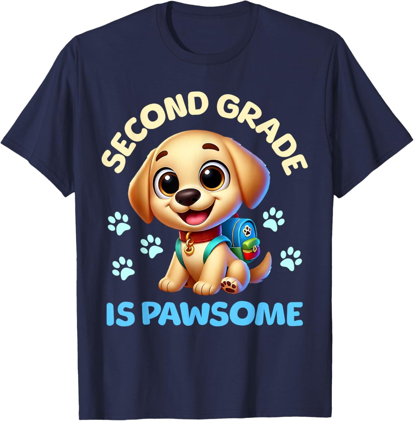 First Day Of School Puppy Dog Second Grade T-Shirt - T-Shirt | Navy