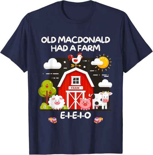 Old MacDonald Had a Farm E-I-E-I-O Boy Toddler Kids Birthday T-Shirt - T-Shirt | Navy