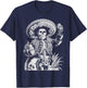 Mexico Vintage Skeleton Tequila Dia De Los Muertos Mexican T-Shirt - T-Shirt | Navy