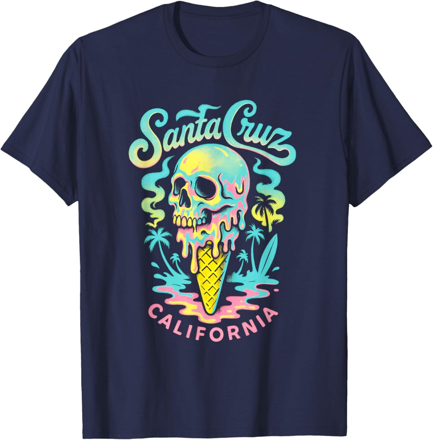 Santa Cruz California Surfing Skating Skater Surfer T-Shirt - T-Shirt | Navy