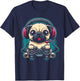 Gamer Pug Playing Video Games Gaming T-Shirt - T-Shirt | Navy