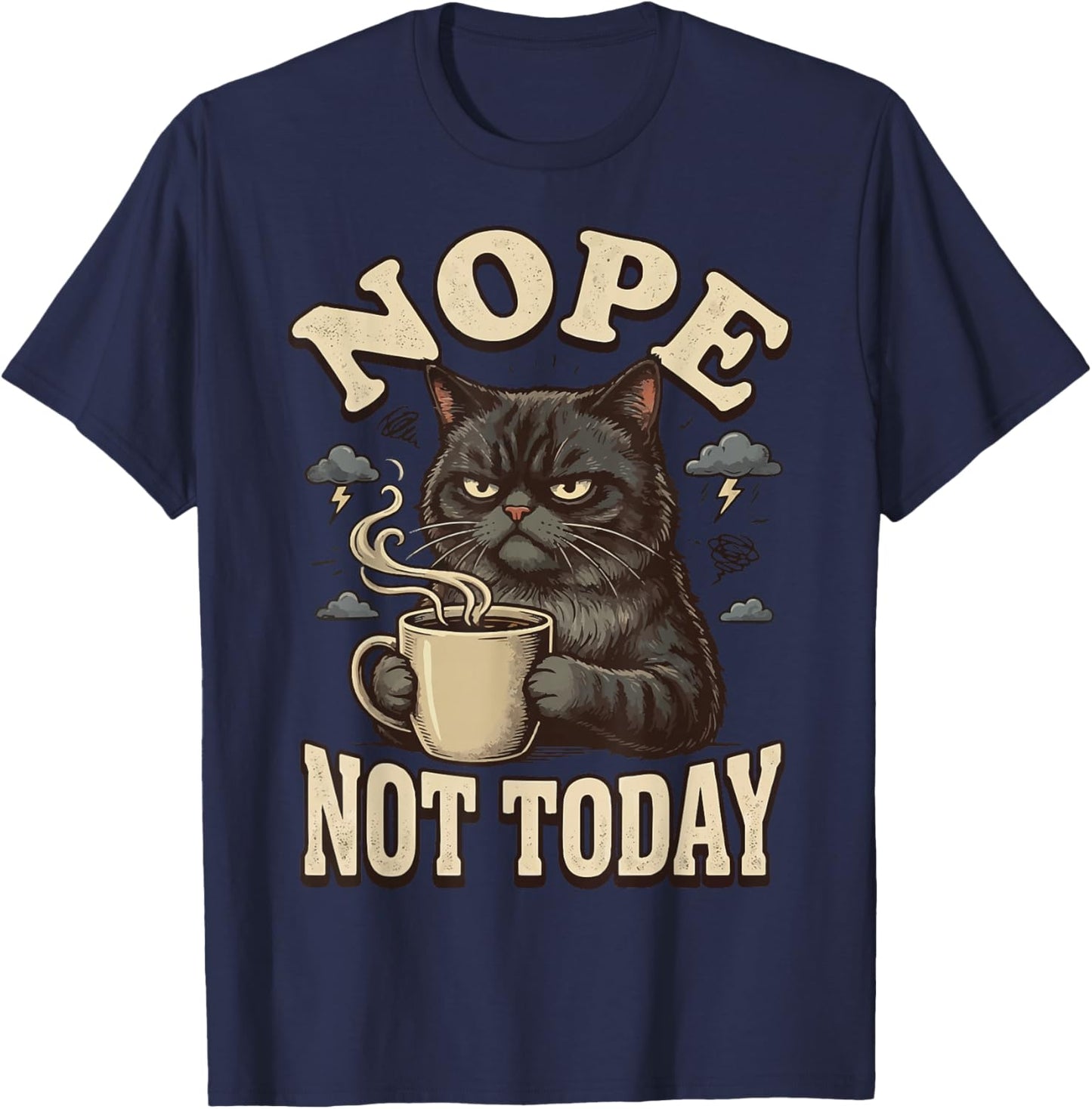 Nope Not Today Cat T-Shirt - T-Shirt | Navy
