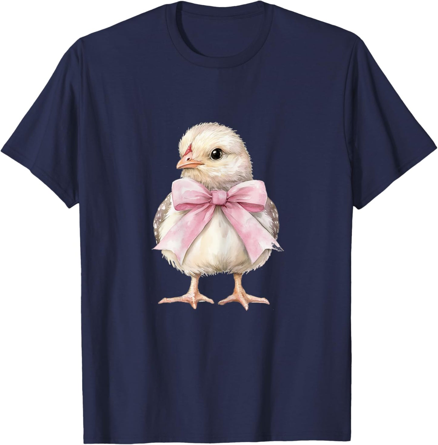 Cute Chicken Pink Coquette Bow Chick Dainty Bow Ribbon T-Shirt - T-Shirt | Navy