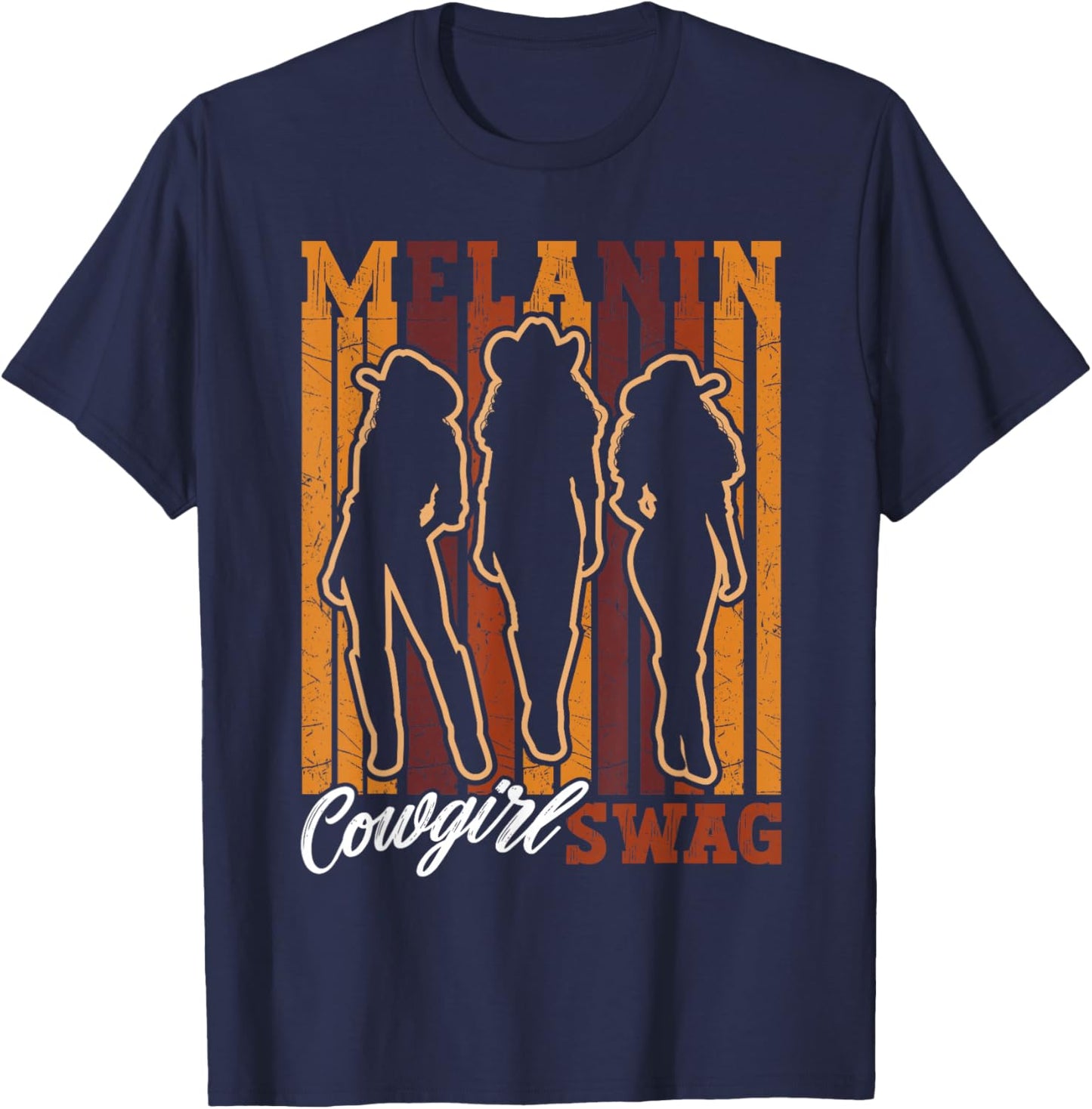 Melanin Cowgirl Swag African Western Rodeo Black History T-Shirt - T-Shirt | Navy