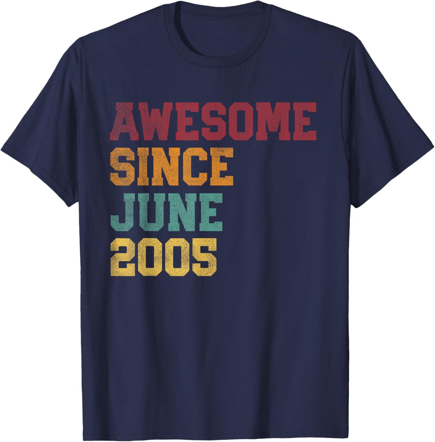 Awesome Since June 2005 21st Birthday 21 Years Old - Retro T-Shirt - T-Shirt | Navy
