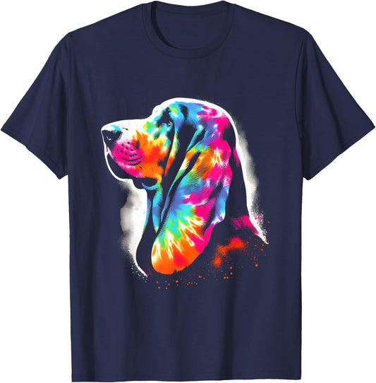 Basset Hound Tie Dye - Vintage Colorful Basset Dog Lover Men Women Girls Kids T-Shirt - T-Shirt | Navy
