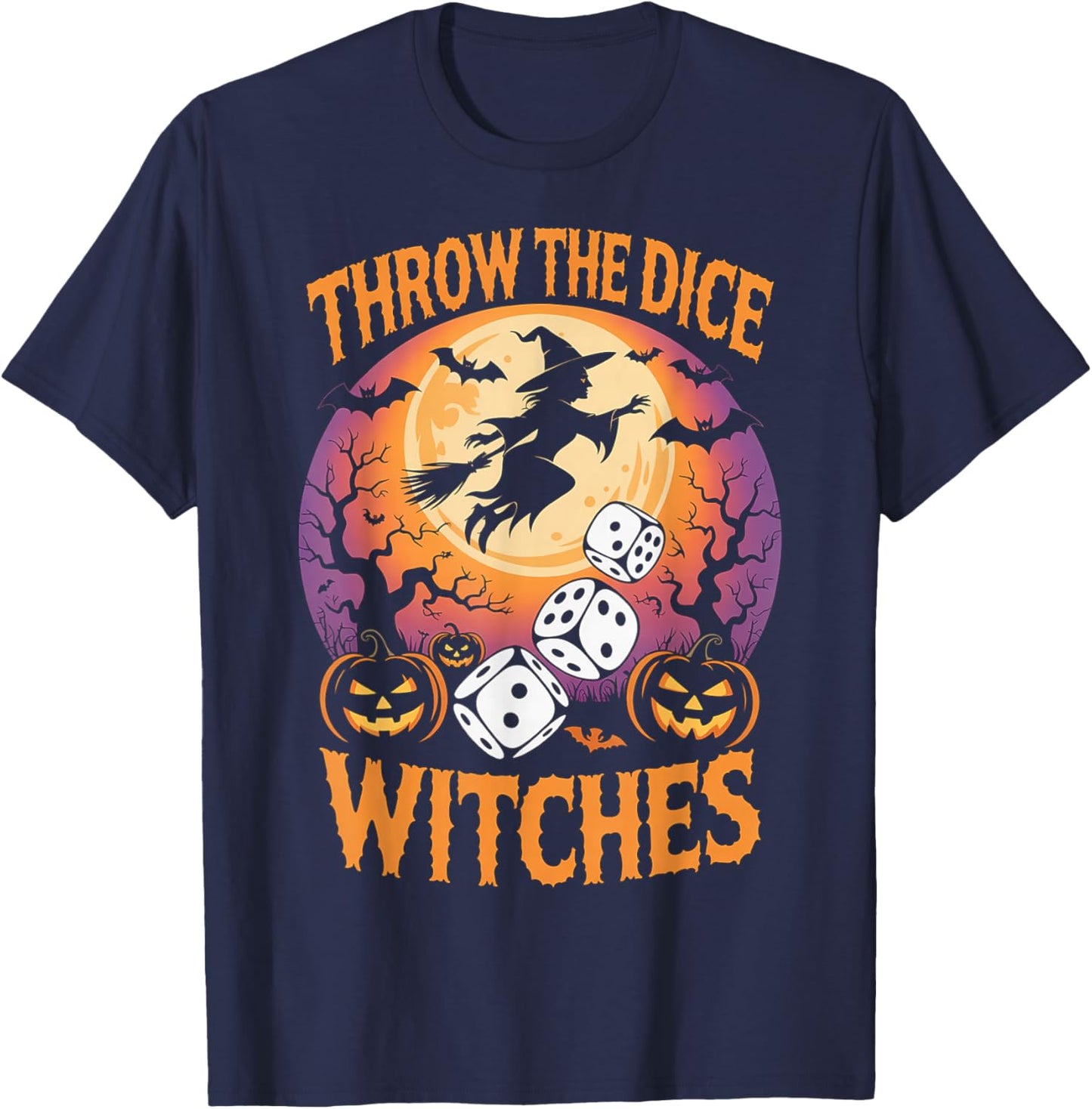 Throw The Dice Witches Funny Halloween Spooky Witch Game T-Shirt - T-Shirt | Navy