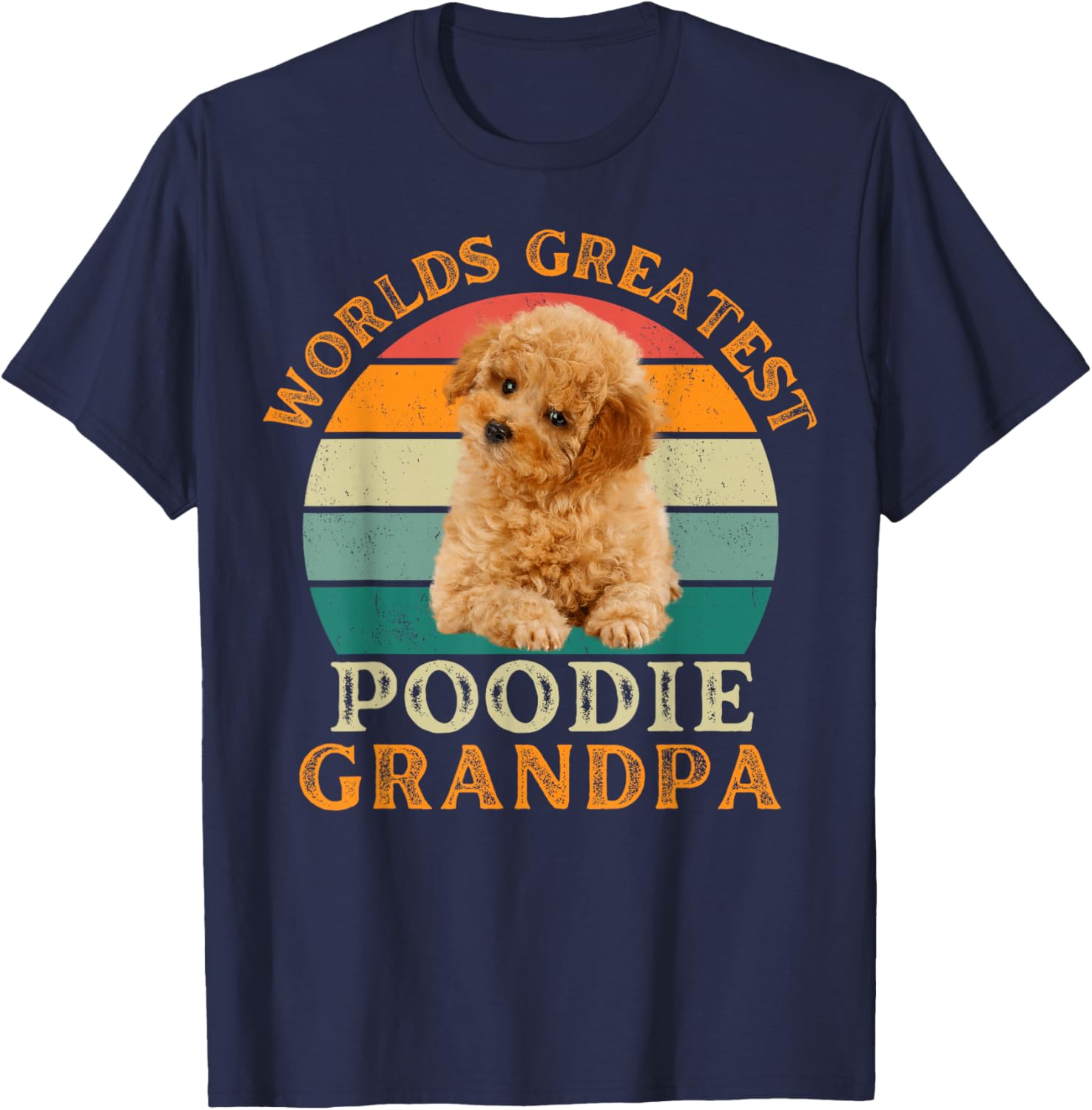 Worlds Greatest Miniature Poodle Grandpa Funny Dog Owner T-Shirt - T-Shirt | Navy
