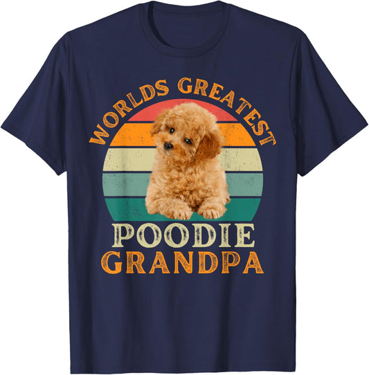 Worlds Greatest Miniature Poodle Grandpa Funny Dog Owner T-Shirt - T-Shirt | Navy