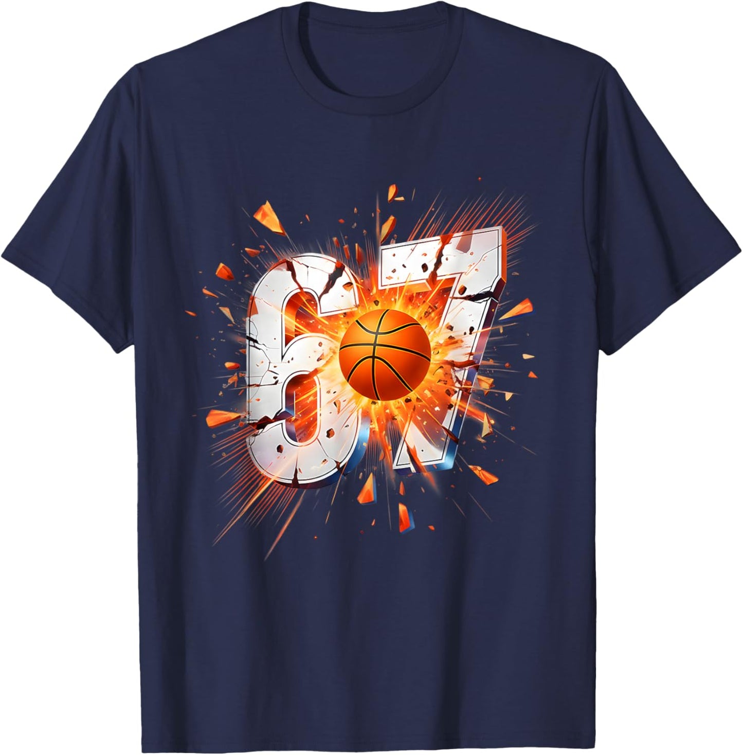 67 Basketball Six Seven 6 7 Meme 67 Funny Sports T-Shirt - T-Shirt | Navy